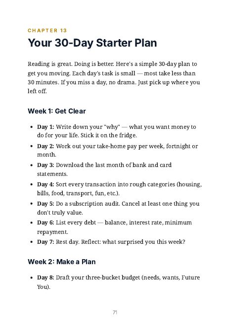 A page from the ebook: Your 30-Day Starter Plan